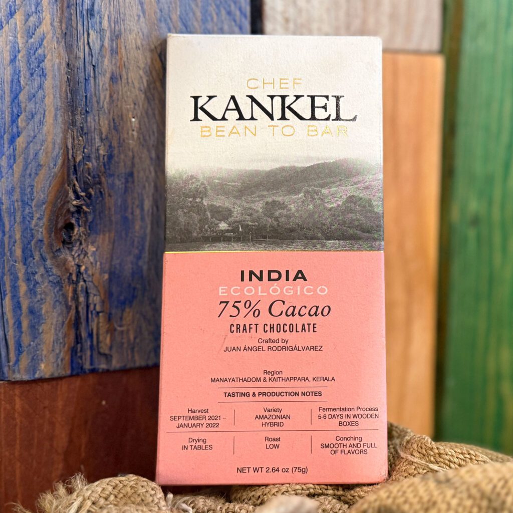 Chef Kankel, chocolate India ecológico. 75% Cacao. Despensa del Ebro.