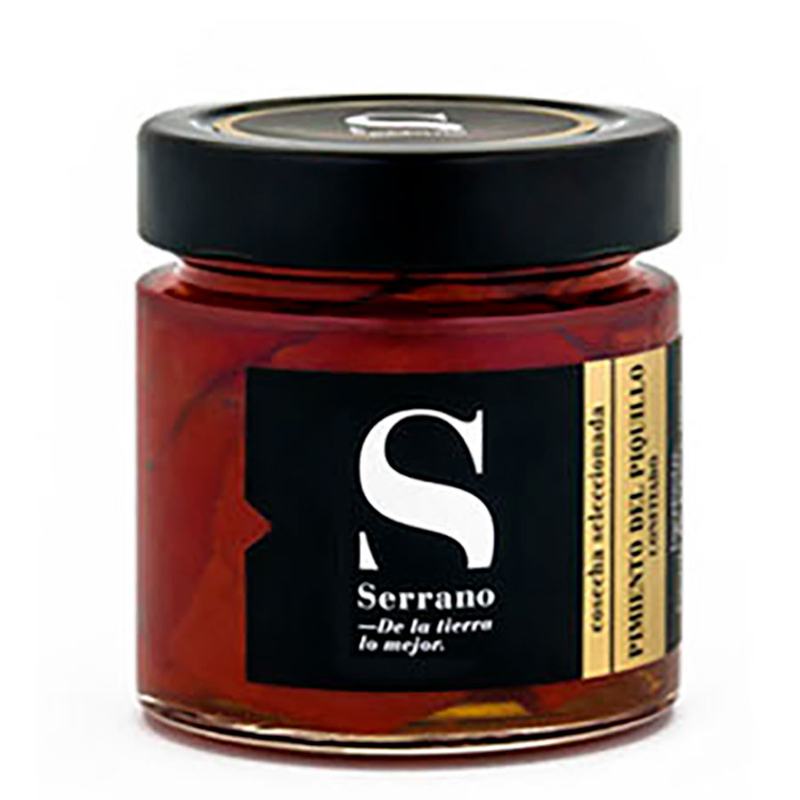 Pimiento piquillo confitado con azúcar moreno. Conservas Serrano. Despensa del Ebro