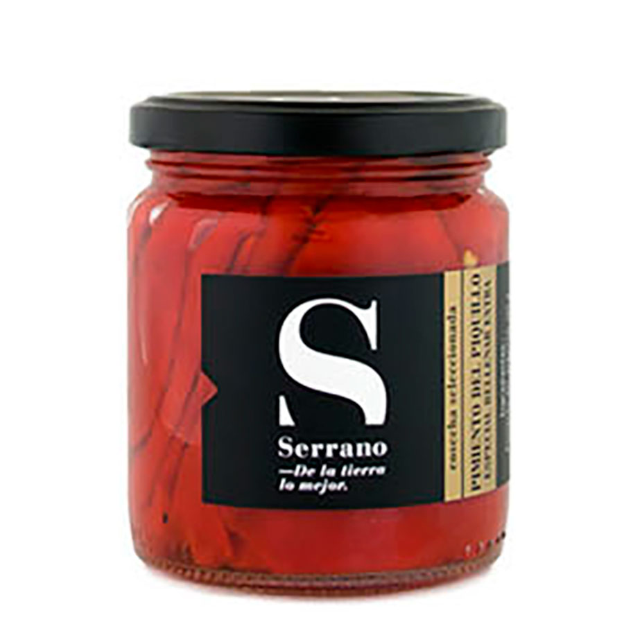 Pimiento piquillo asado entero extra. Conservas Serrano. Despensa del Ebro