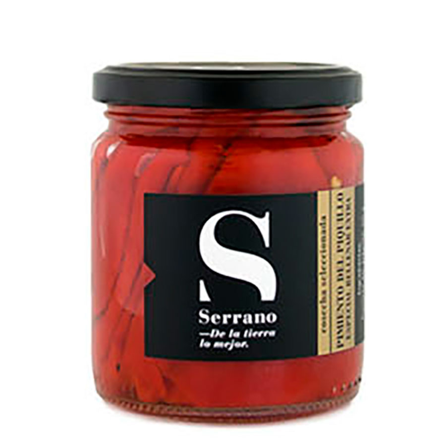 Pimiento piquillo asado en tiras. Conservas Serrano. Despensa del Ebro